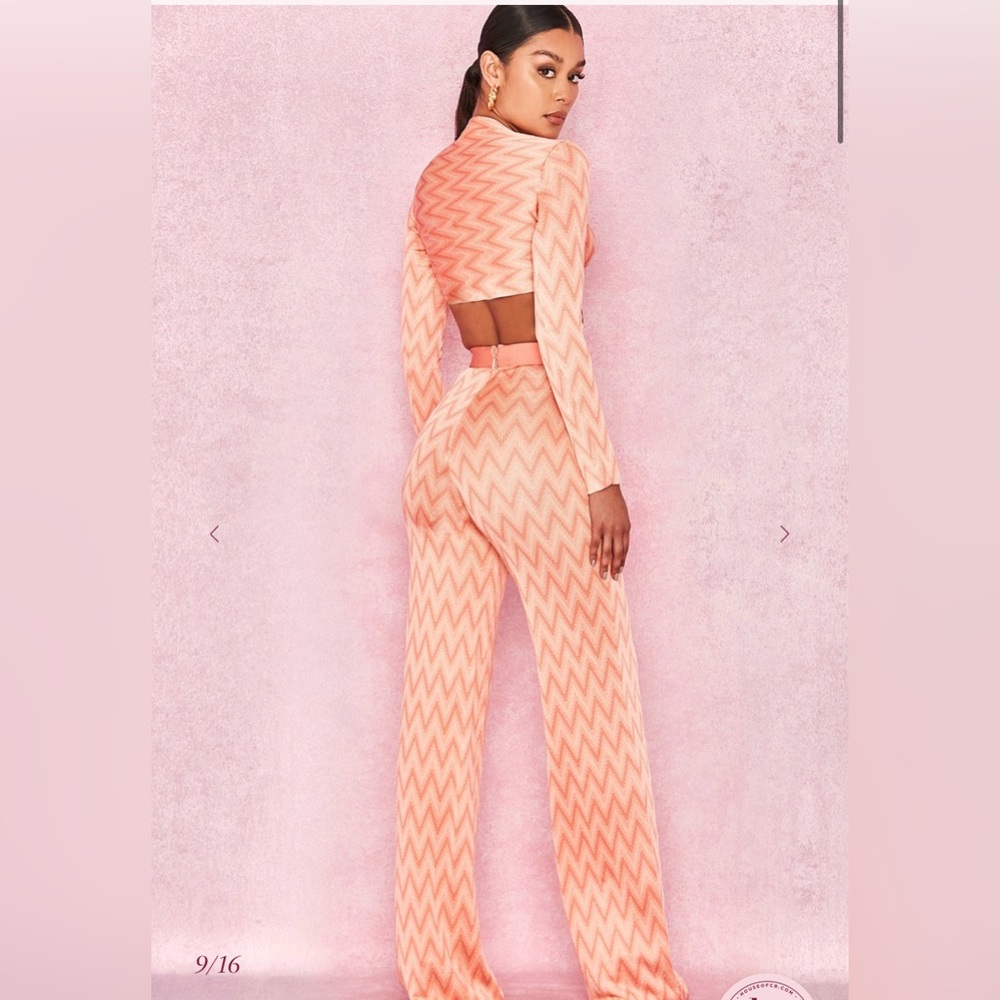 House of CB Peach Zigzag Jumpsuit - Picture 4 of 8